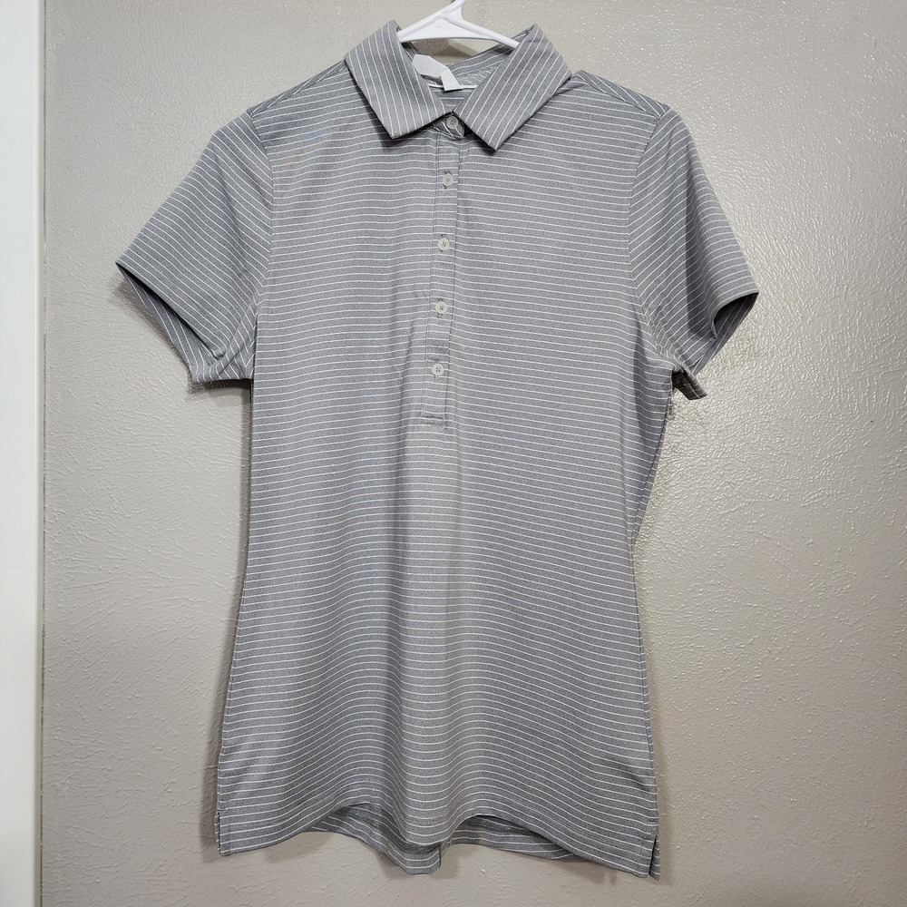 Under Armour Heat Gear Women's Medium Striped Polo M Light Gray White New Golf